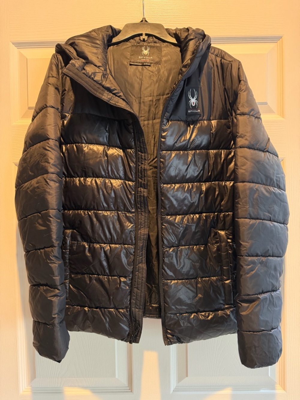 Spyder Men's Black Hooded Quilted Puffer Jacket